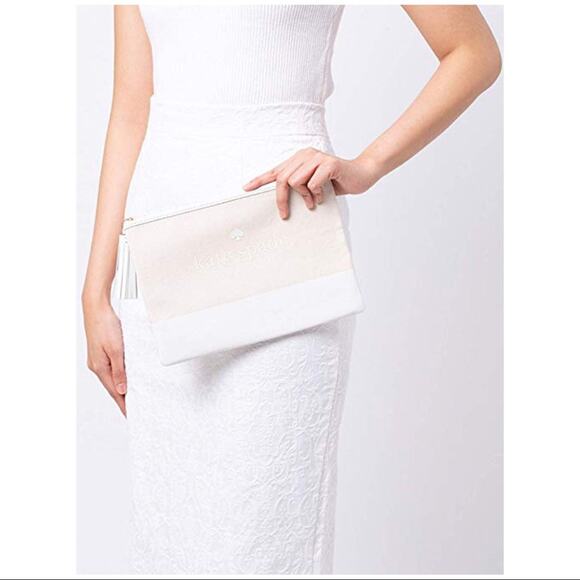 Kate Spade Large Tassel Zip Pouch Clutch Bag Purse Red - Picture 9 of 9